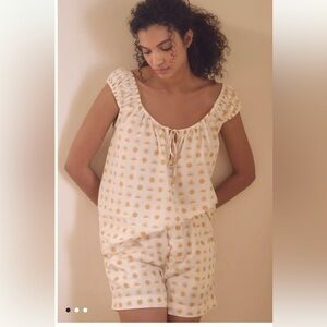 Anthropologie Agathe Marty White and Yellow Pajamas